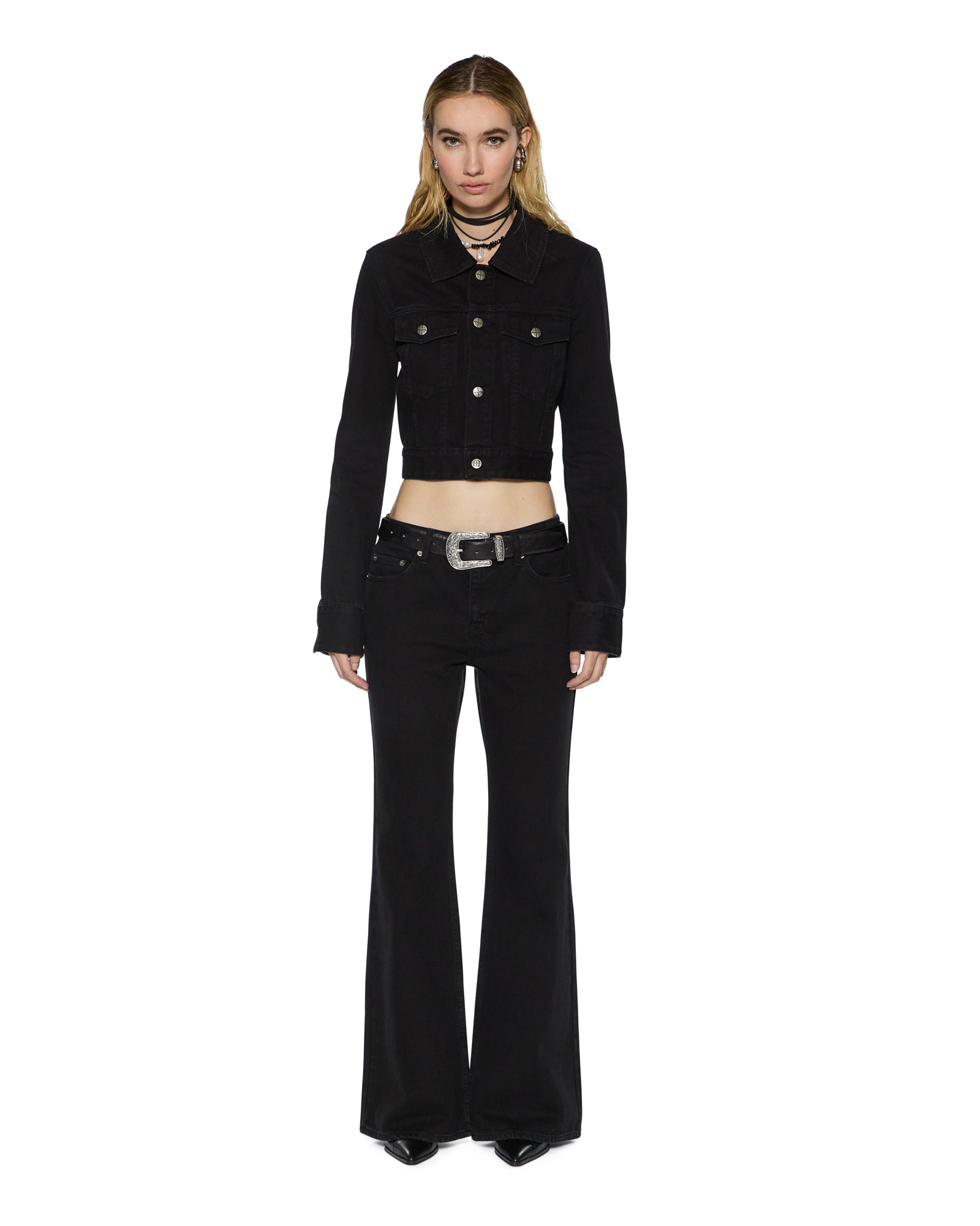 WOMENS SLIM TRUCKER JET BLACK SLIM JACKETS