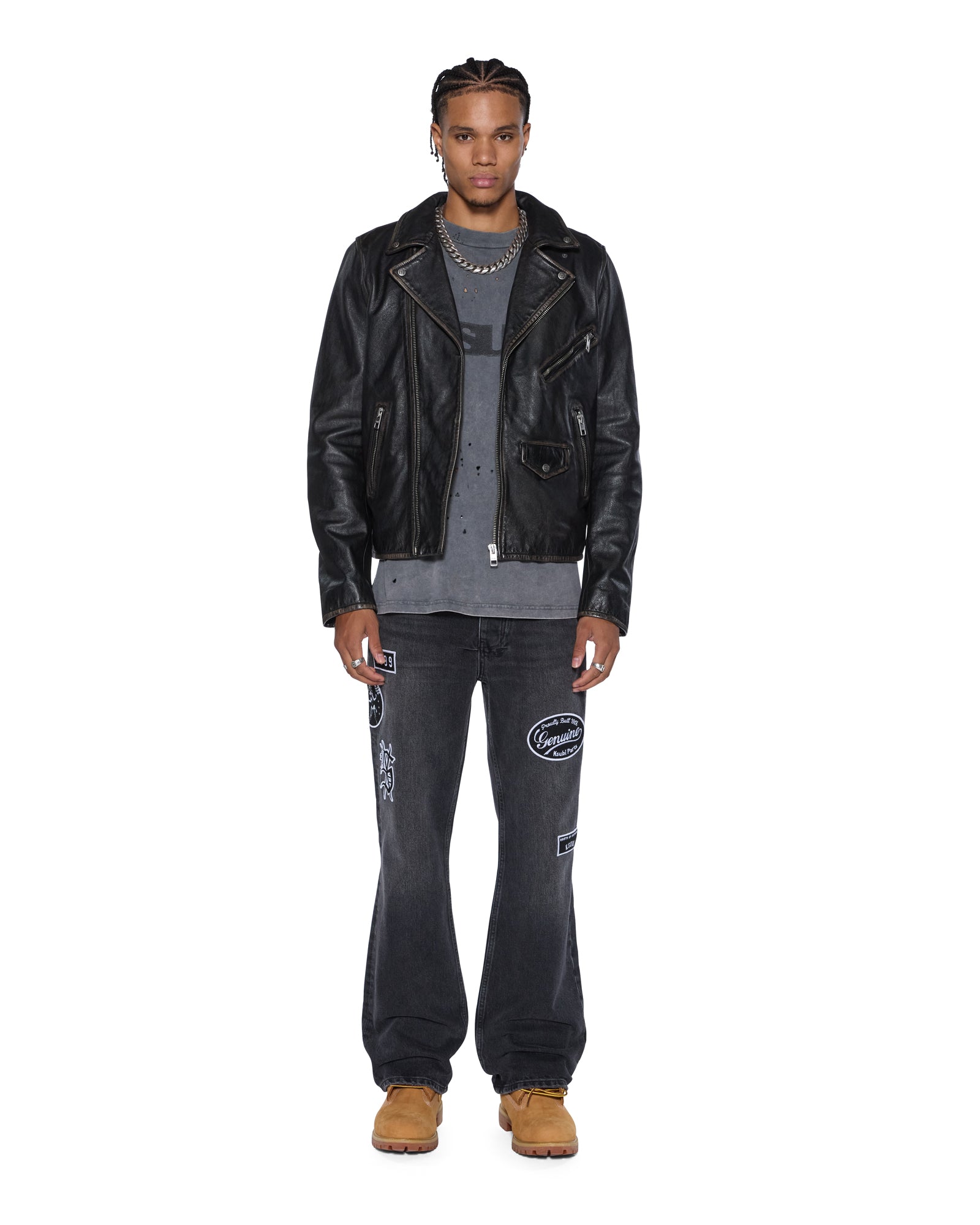 MENS  SOTT CAPITOL LEATHER JACKET BLACK REGULAR JACKETS