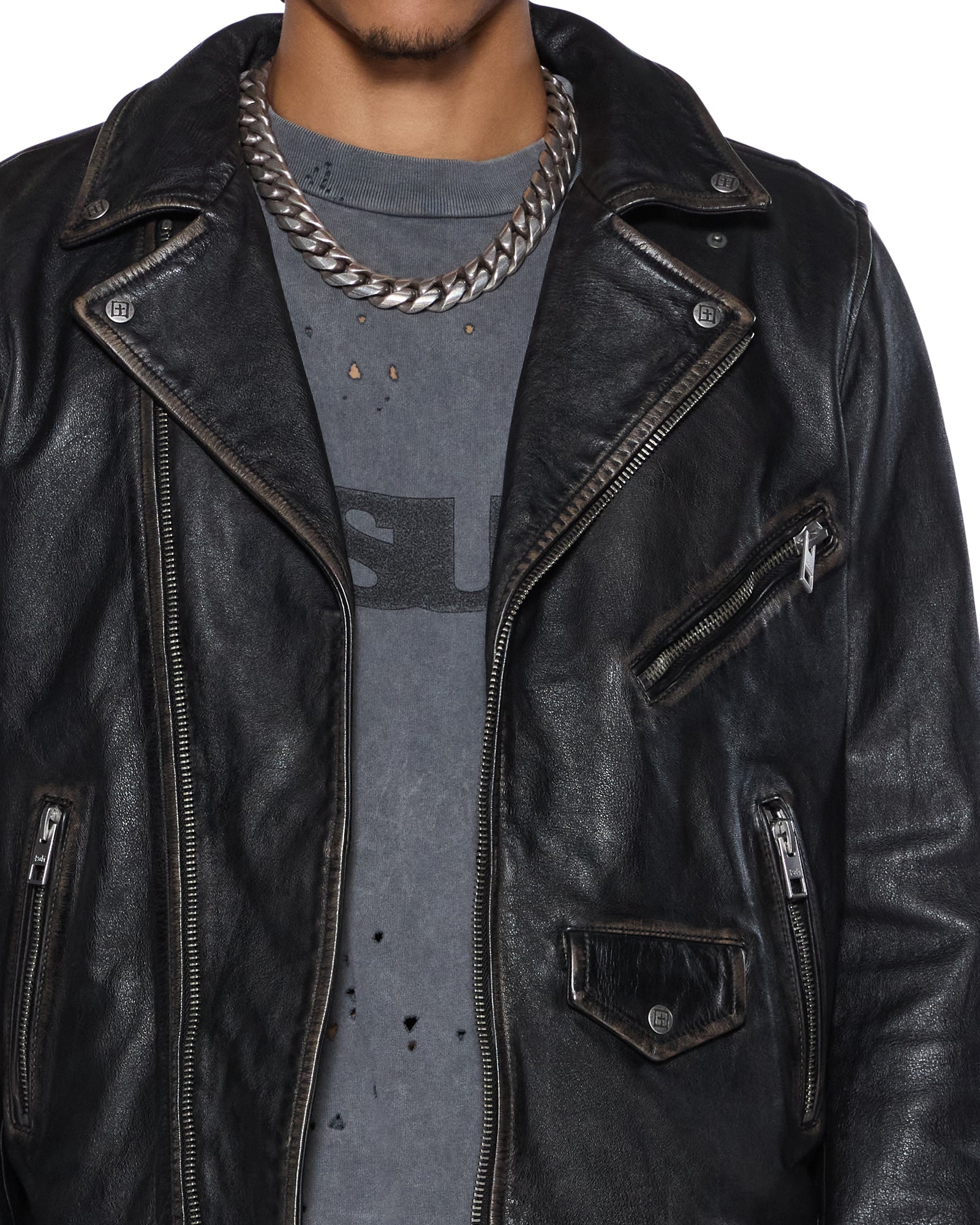MENS  SOTT CAPITOL LEATHER JACKET BLACK REGULAR JACKETS