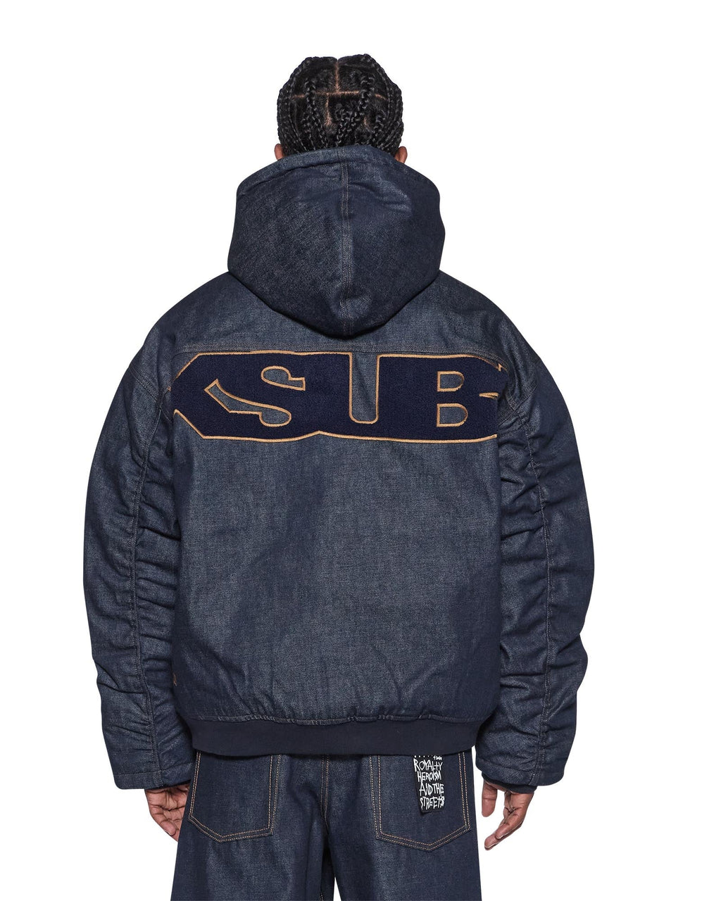Mens Sott Slouchy Bomber Jacket Raw Relaxed Jackets - Denim