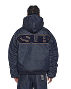 Mens Sott Slouchy Bomber Jacket Raw Relaxed Jackets - Denim