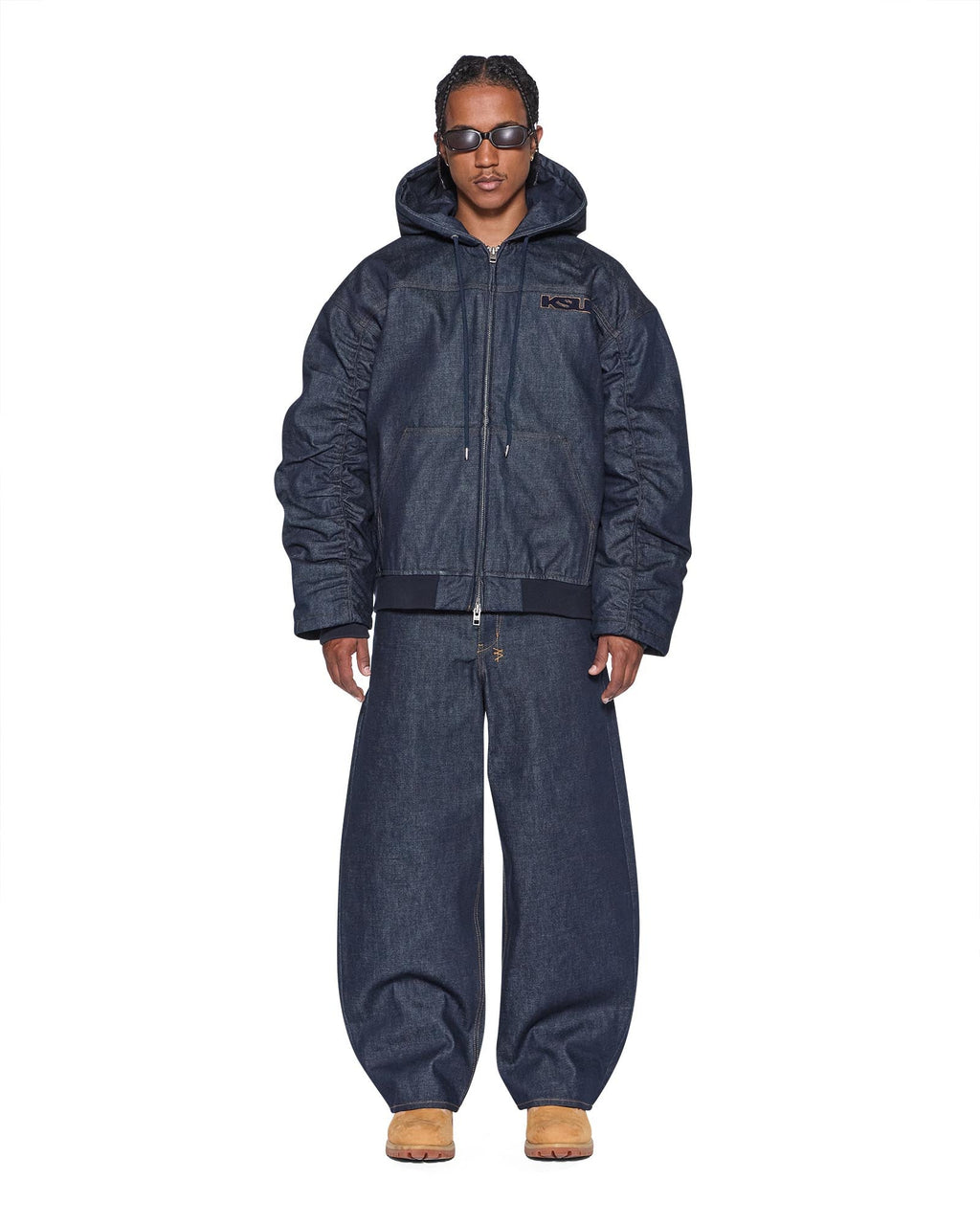 Mens Sott Slouchy Bomber Jacket Raw Relaxed Jackets - Denim