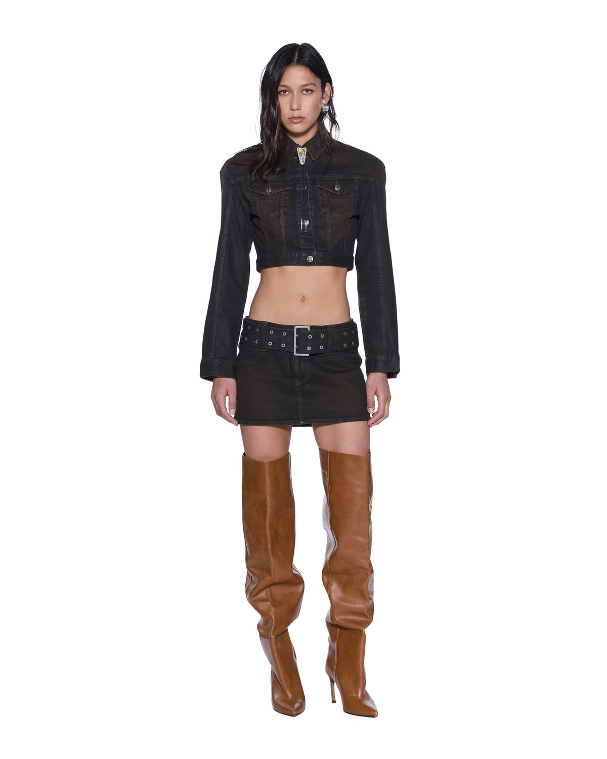 MICRO MINI SKIRT BELTED GREASED