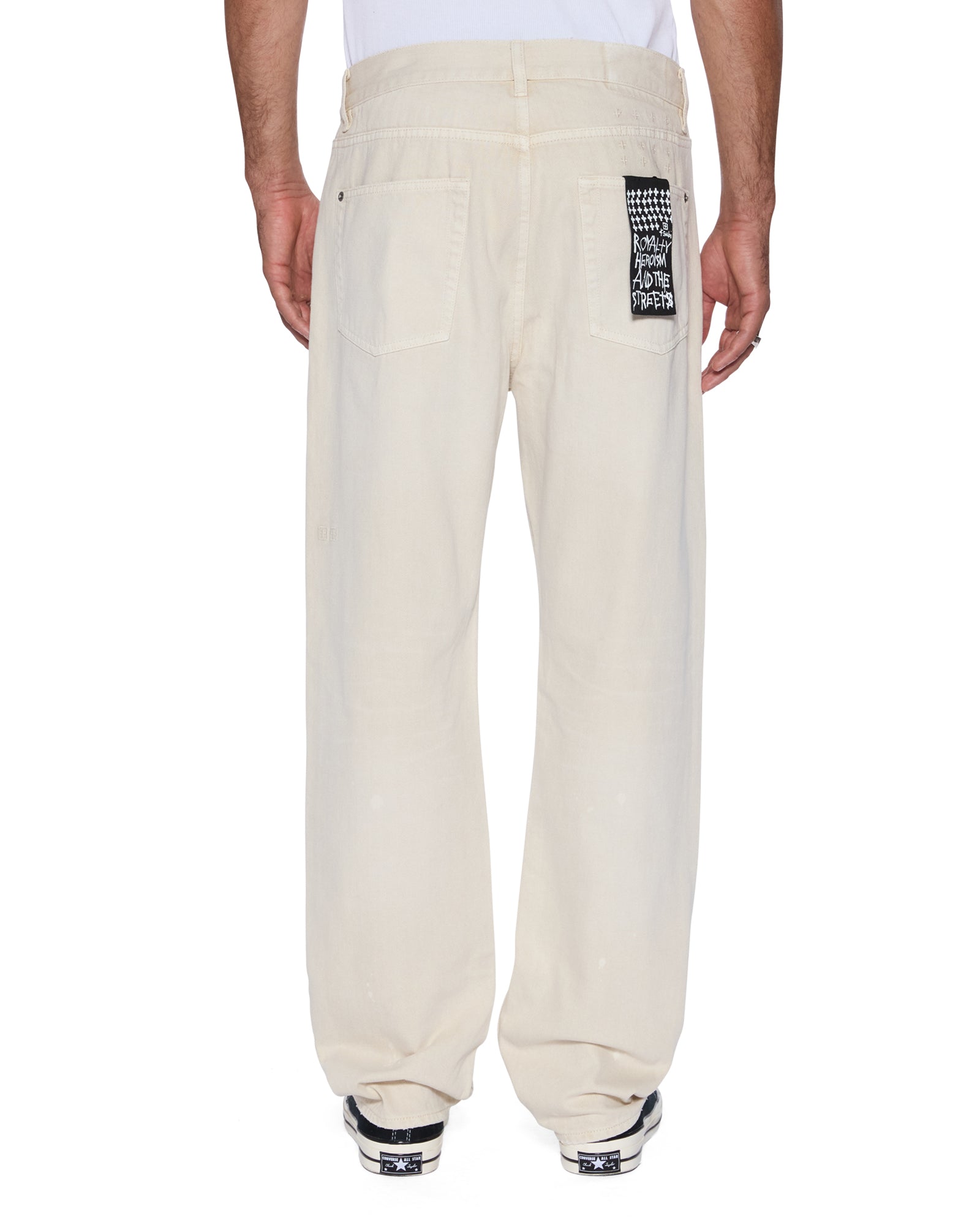 MENS  ANTI K IVORY RELAXED DENIM JEANS