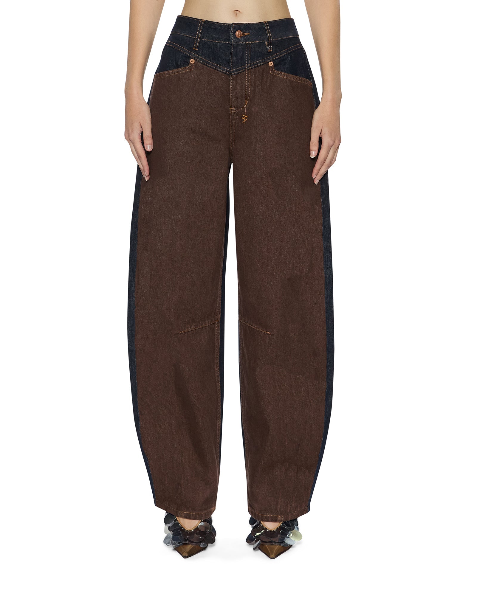 WOMENS BARREL JEAN ORIGINAL SPLICED BARREL LEG DENIM JEANS