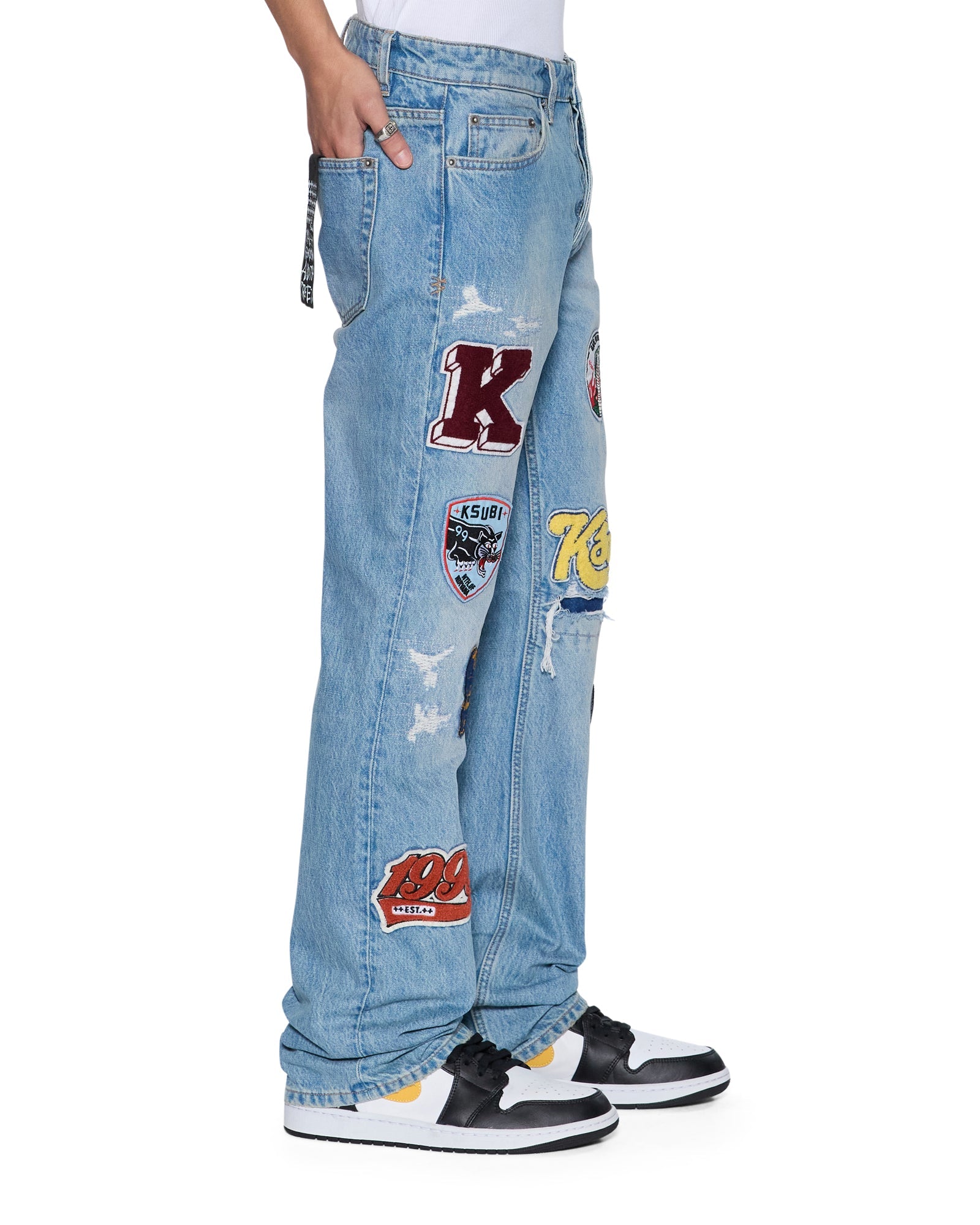 MENS  BRONKO TRUE PATCHED BOOTCUT DENIM JEANS