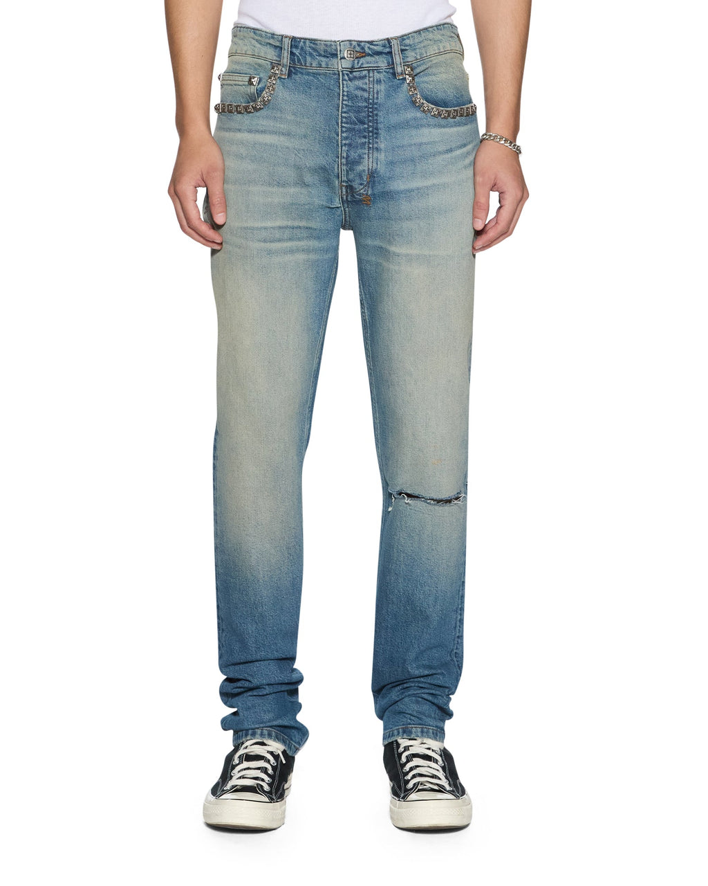 MENS CHITCH PORTLAND STUD TRASHED DENIM JEANS