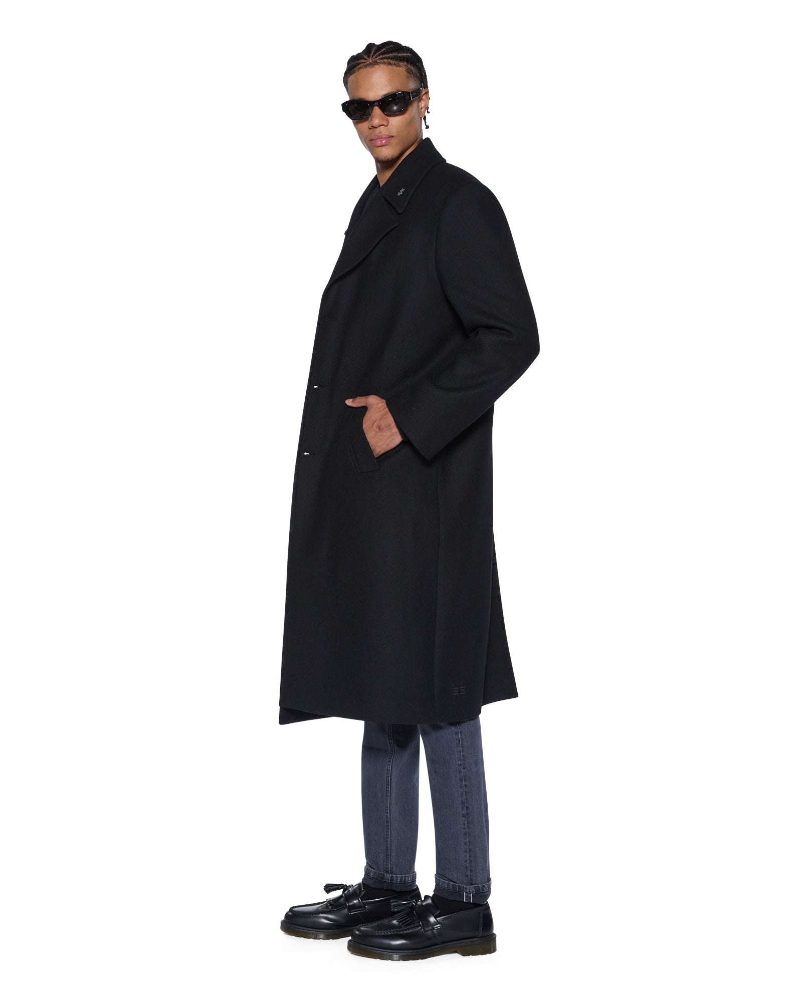 MENS  REDEMPTION WOOL COAT BLACK REGULAR JACKETS