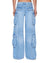 WOMENS  DROPOUT LOW RISE CARGO JEAN SPIRIT RELAXED DENIM JEANS