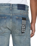MENS HAZLOW HENDRIX BLUE REPAIR DENIM JEANS