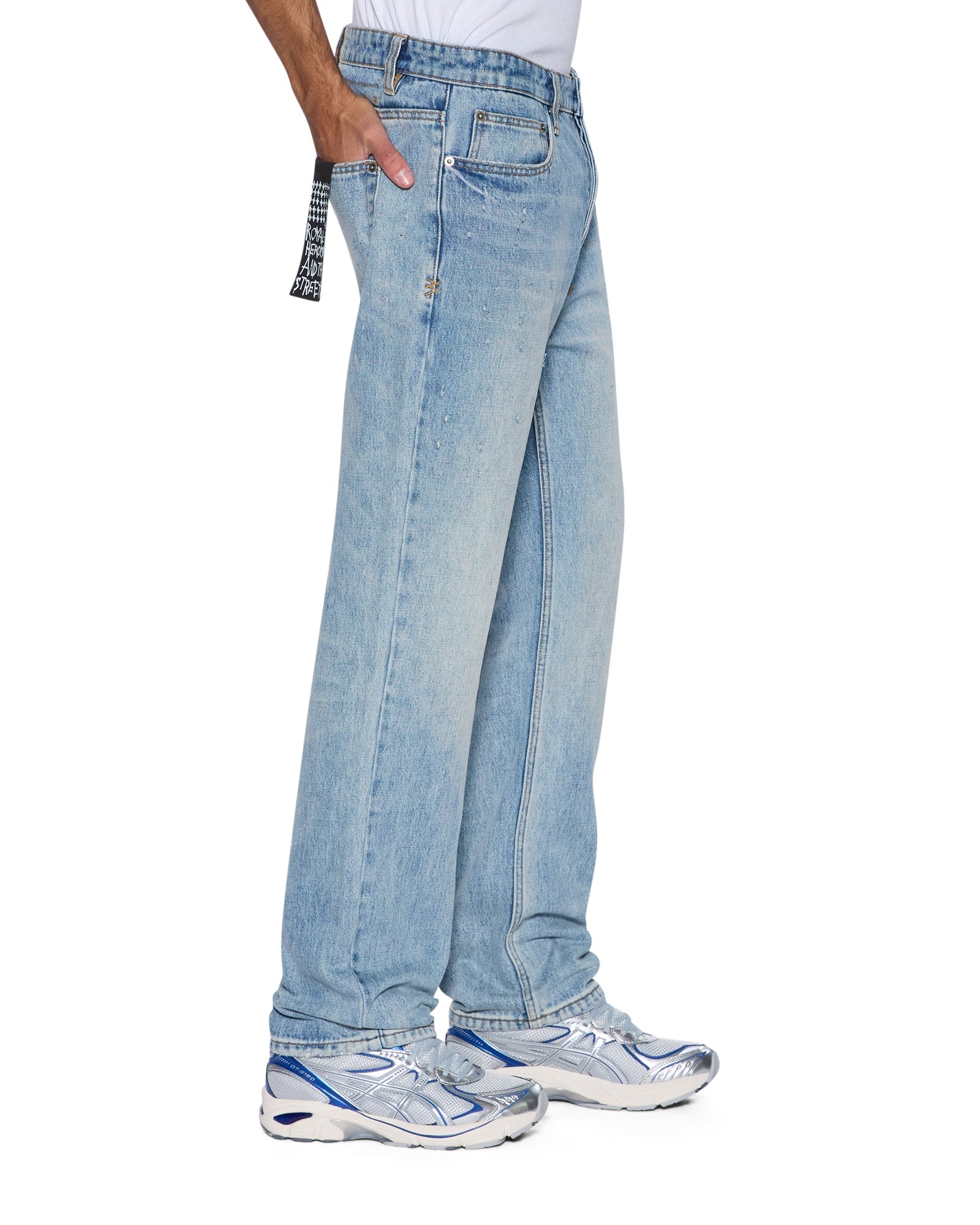 MENS HAZLOW SCATTER BLUE STRAIGHT DENIM JEANS