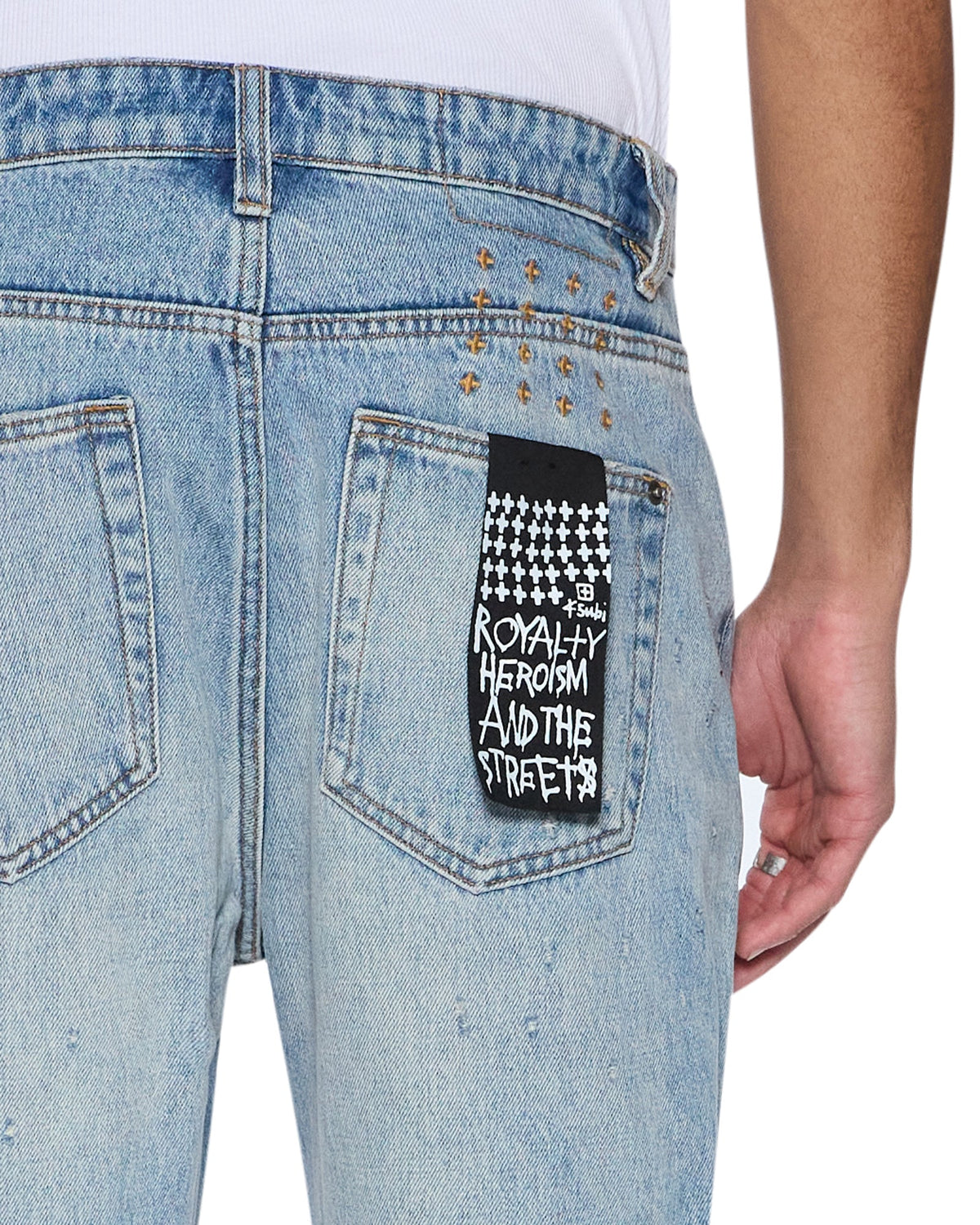 Mens Hazlow Scatter Blue Straight Denim Jeans - Denim