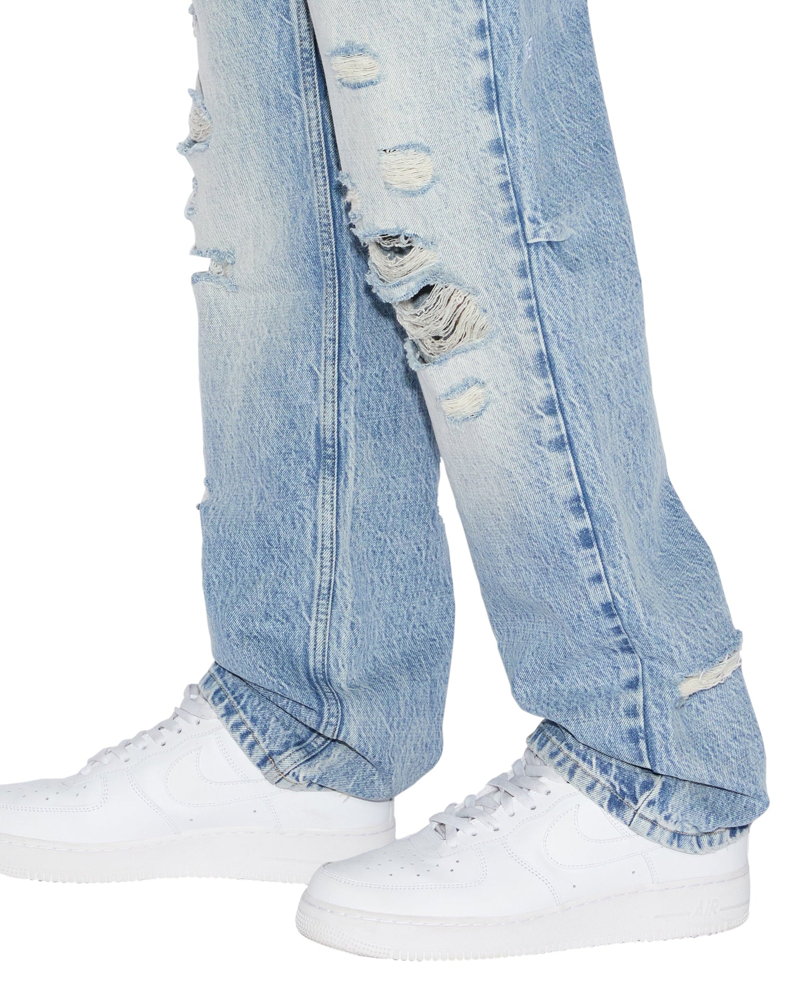 MENS HAZLOW NU HERITAGE TRASHED STRAIGHT DENIM JEANS