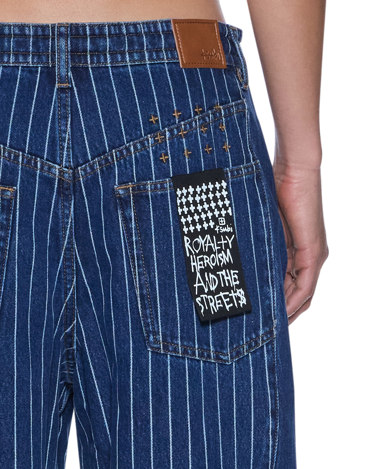 WOMENS  KSUPER MAYFAIR BLUE SPLICED OVERSIZED DENIM JEANS