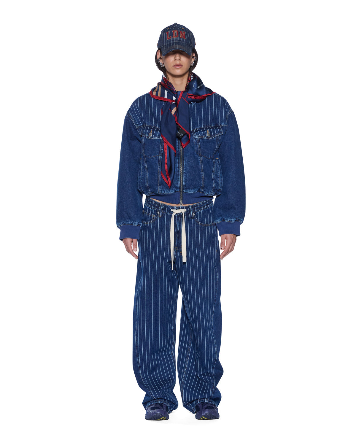 WOMENS KSUPER MAYFAIR BLUE SPLICED OVERSIZED DENIM JEANS