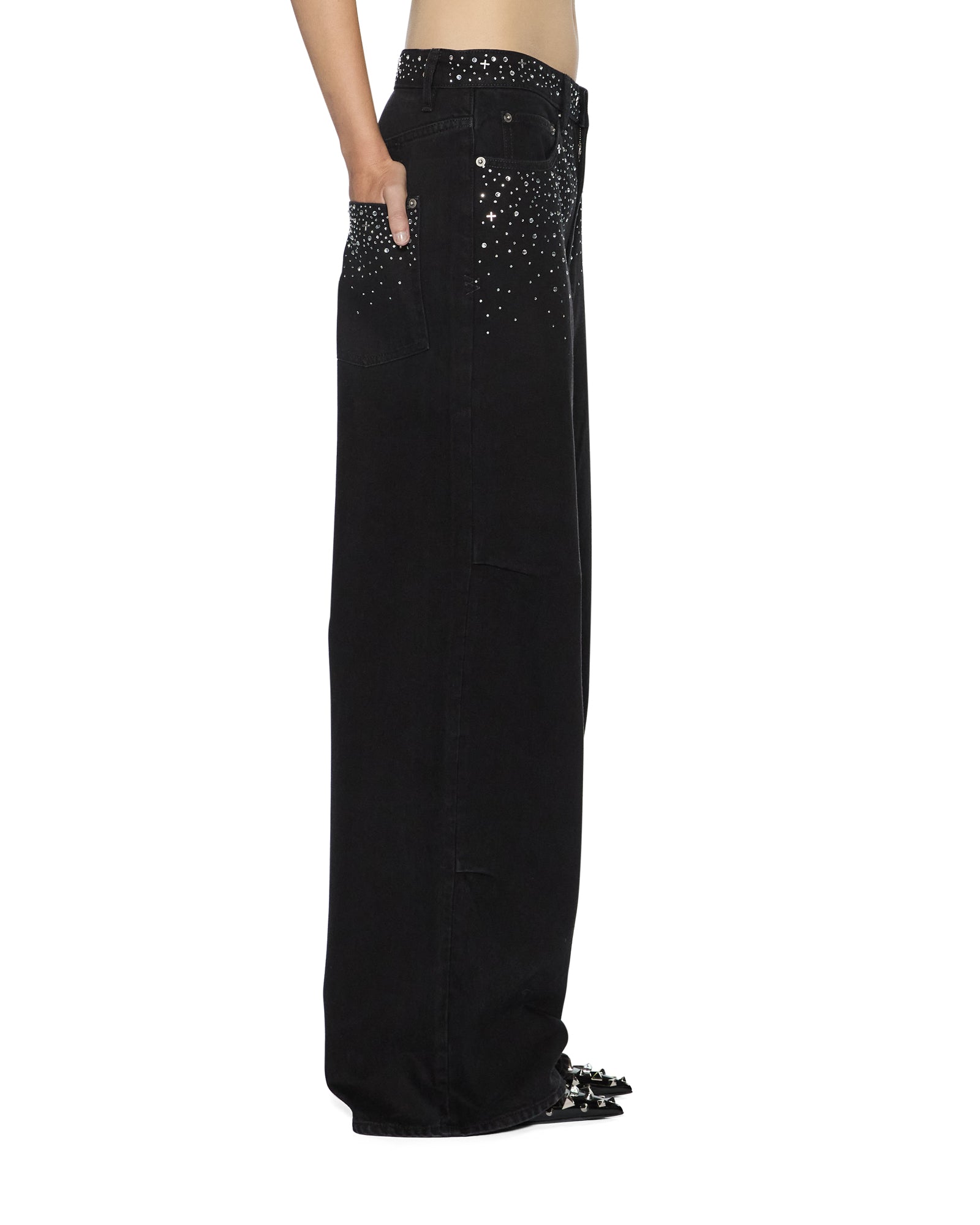 WOMENS KSUPER RENAISSANCE JET BLACK BAGGY DENIM JEANS