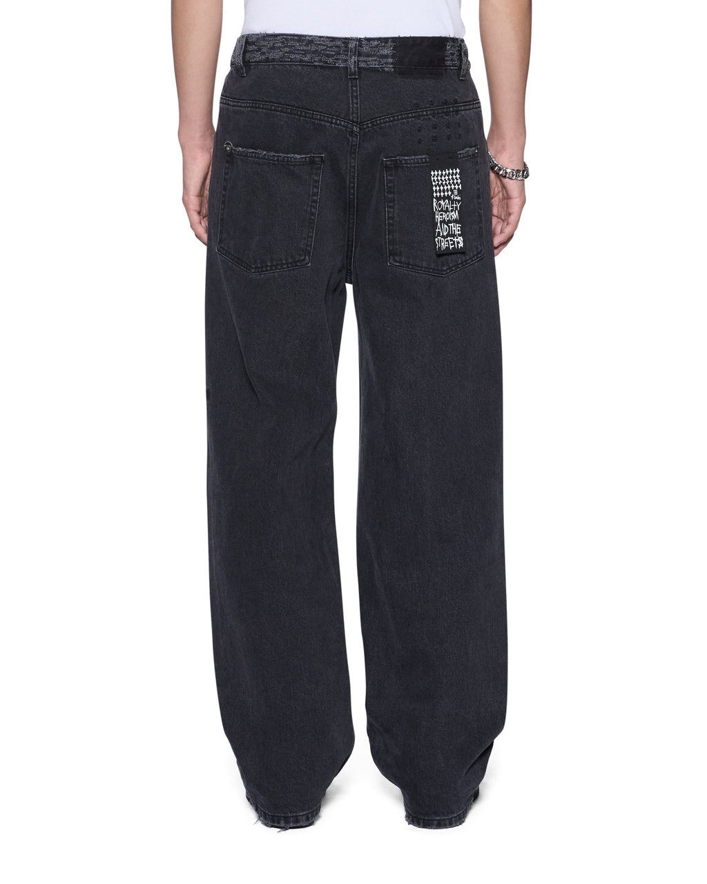 MENS MAXX ASHER BLACK TRASHED DENIM JEANS
