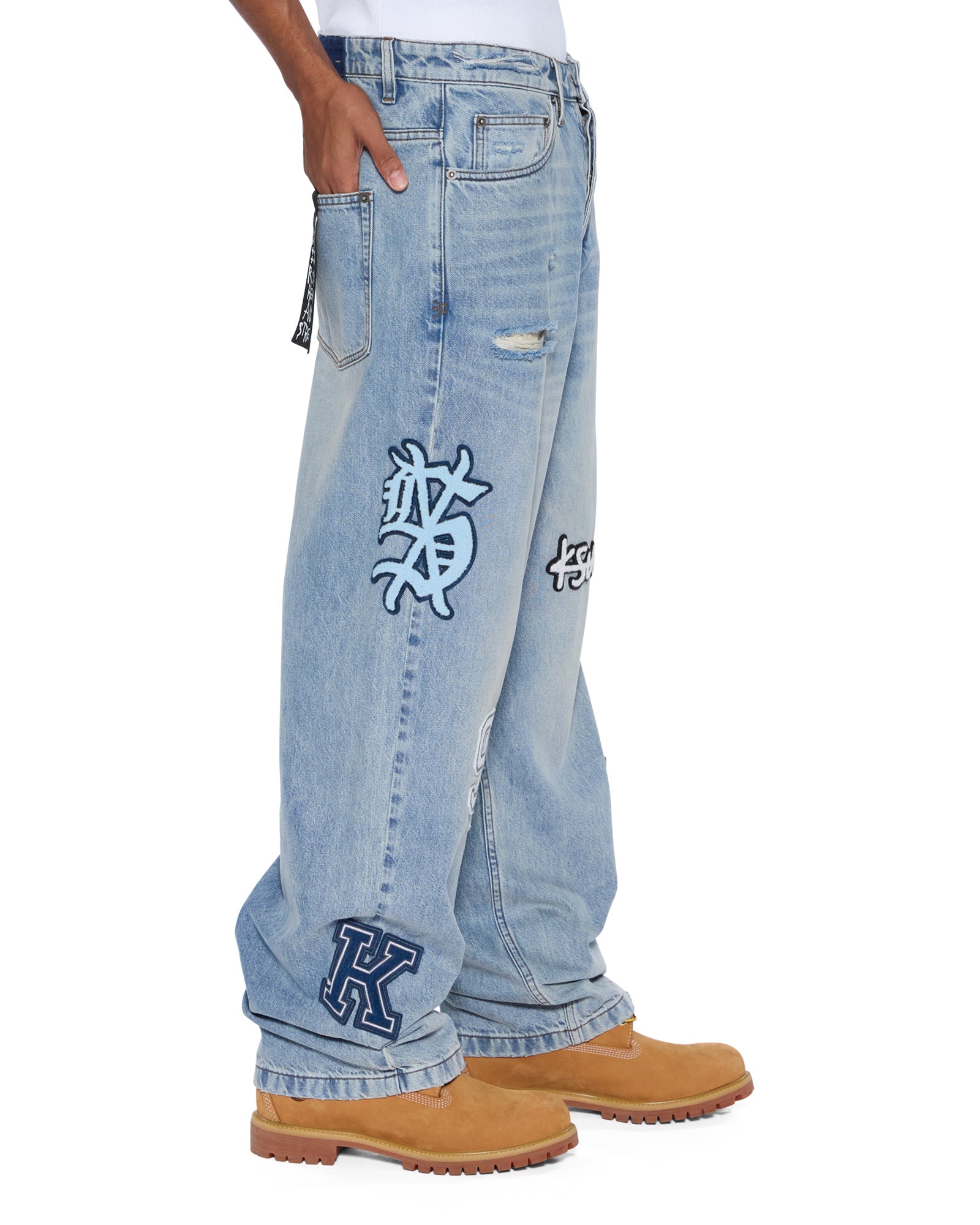 MENS MAXX STRIKER PATCHED DENIM JEANS