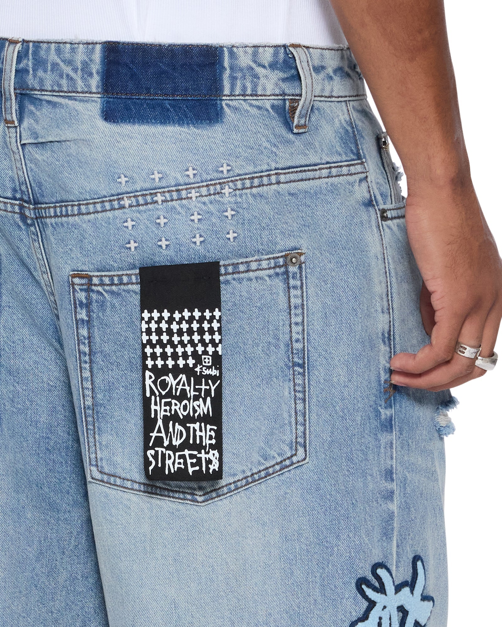 MENS MAXX STRIKER PATCHED DENIM JEANS
