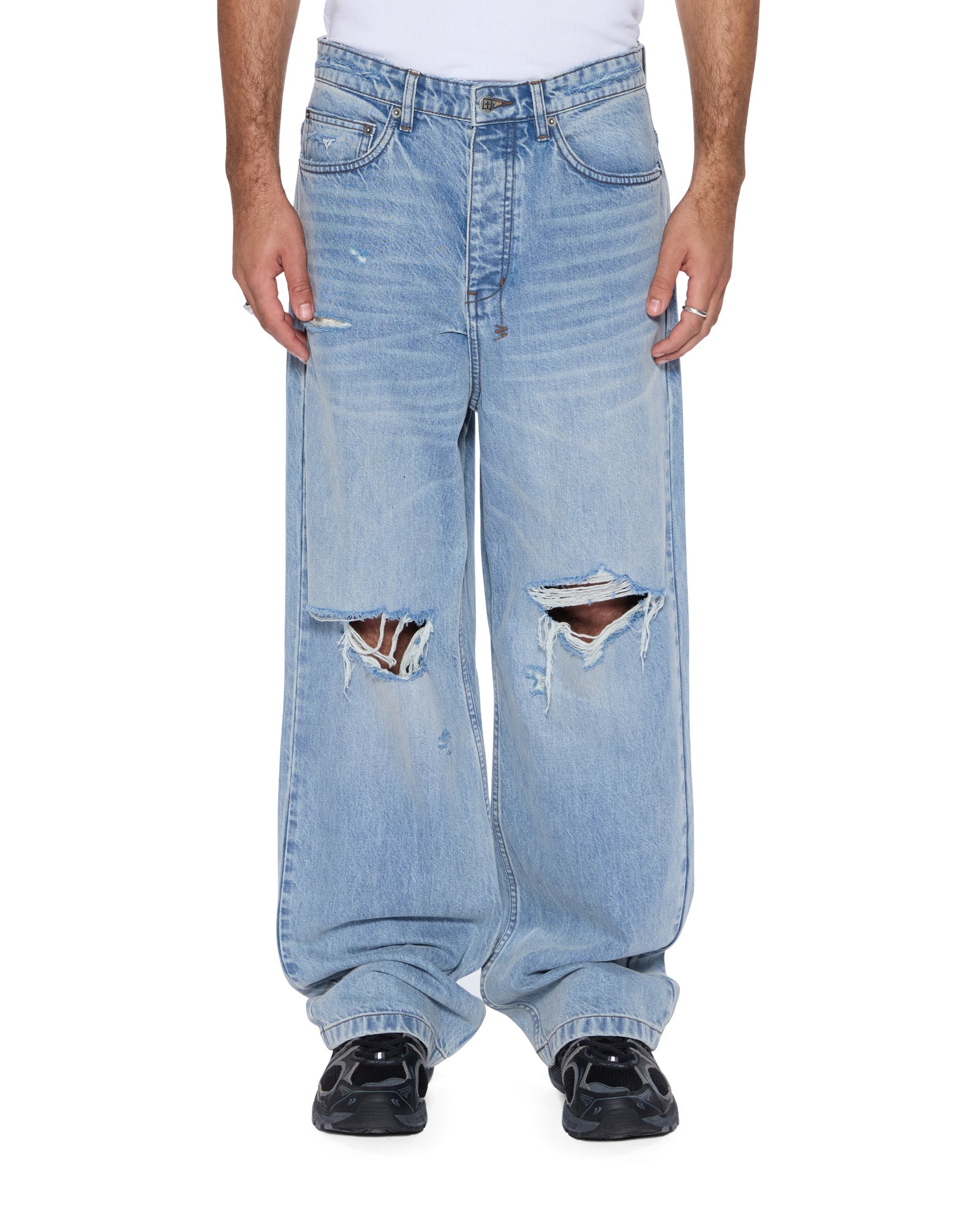 MENS  MAXX STRIKER TRASHED BAGGY DENIM JEANS