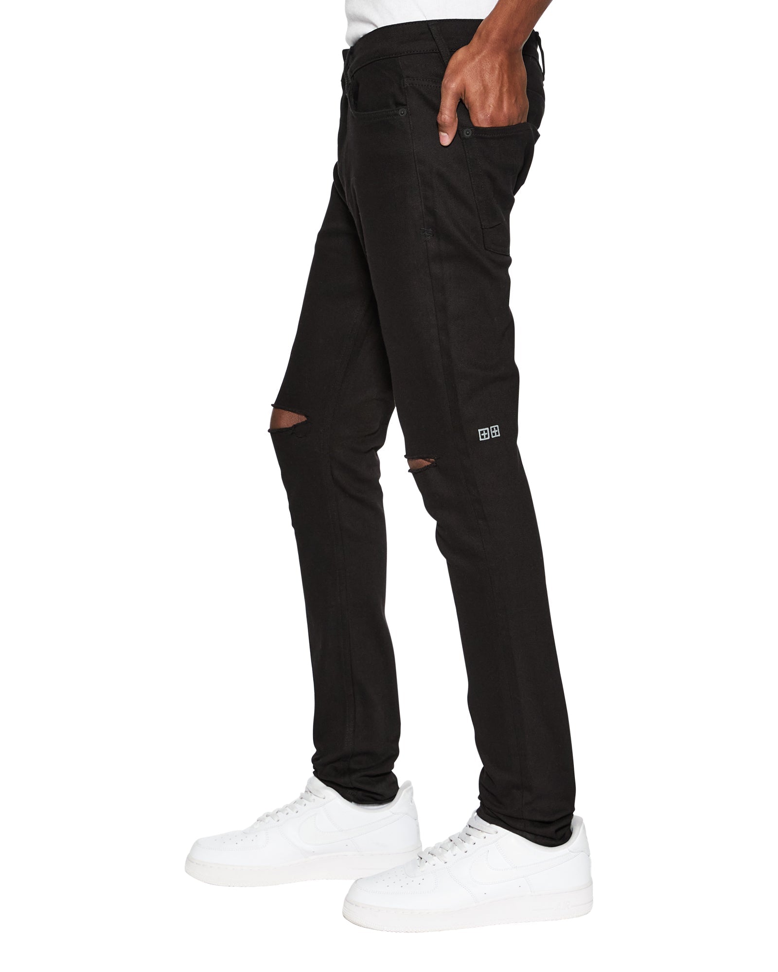 MENS VAN WINKLE ACE BLACK SLICE SKINNY DENIM JEANS