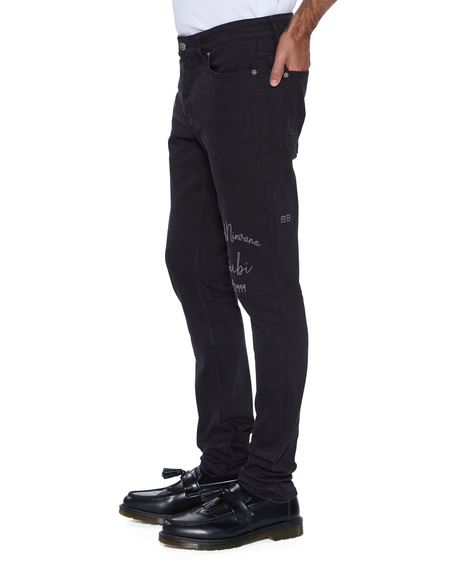 MENS VAN WINKLE JASPER BLACK ARCH SKINNY DENIM JEANS