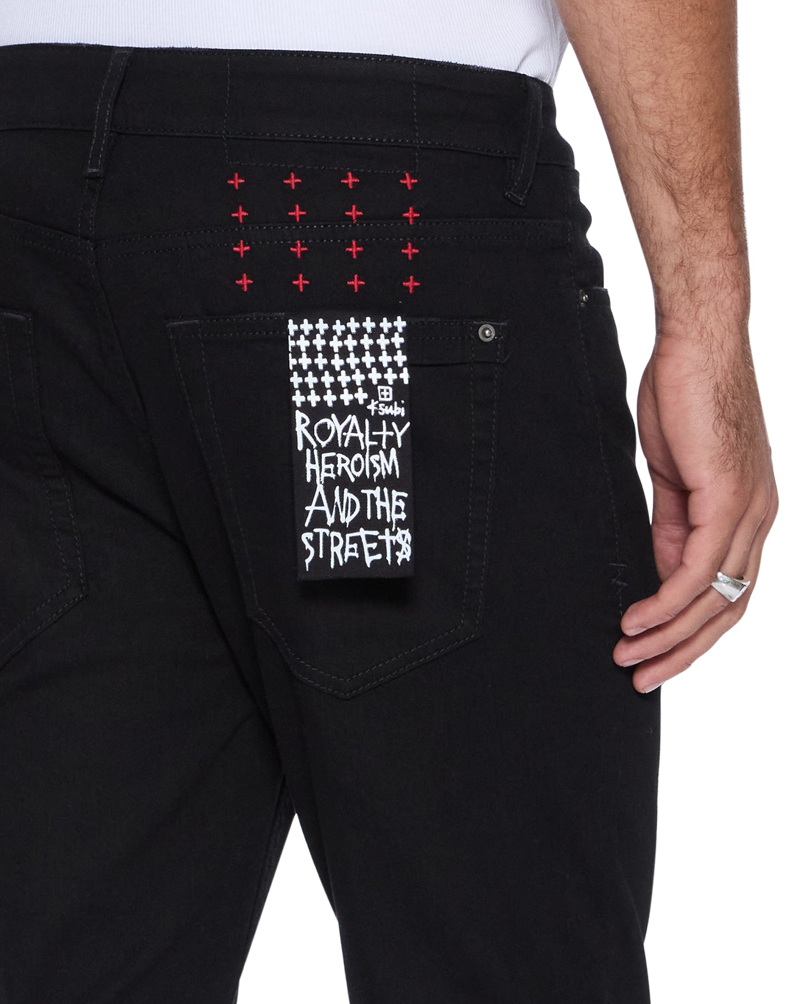 MENS  VAN WINKLE LAID BLACK STING SKINNY DENIM JEANS