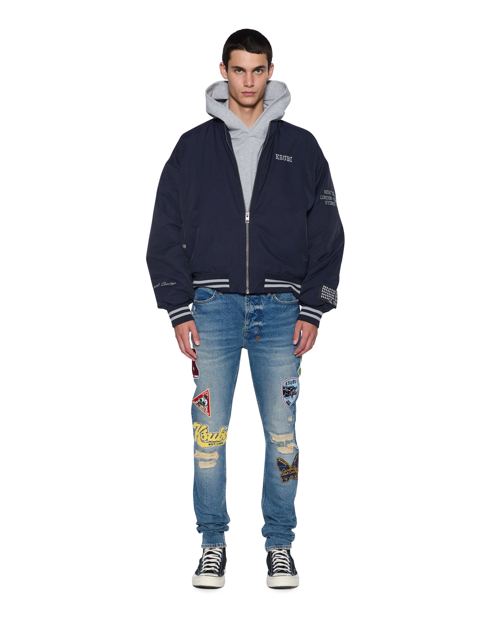 MENS  VAN WINKLE RODEO PATCHED SKINNY DENIM JEANS