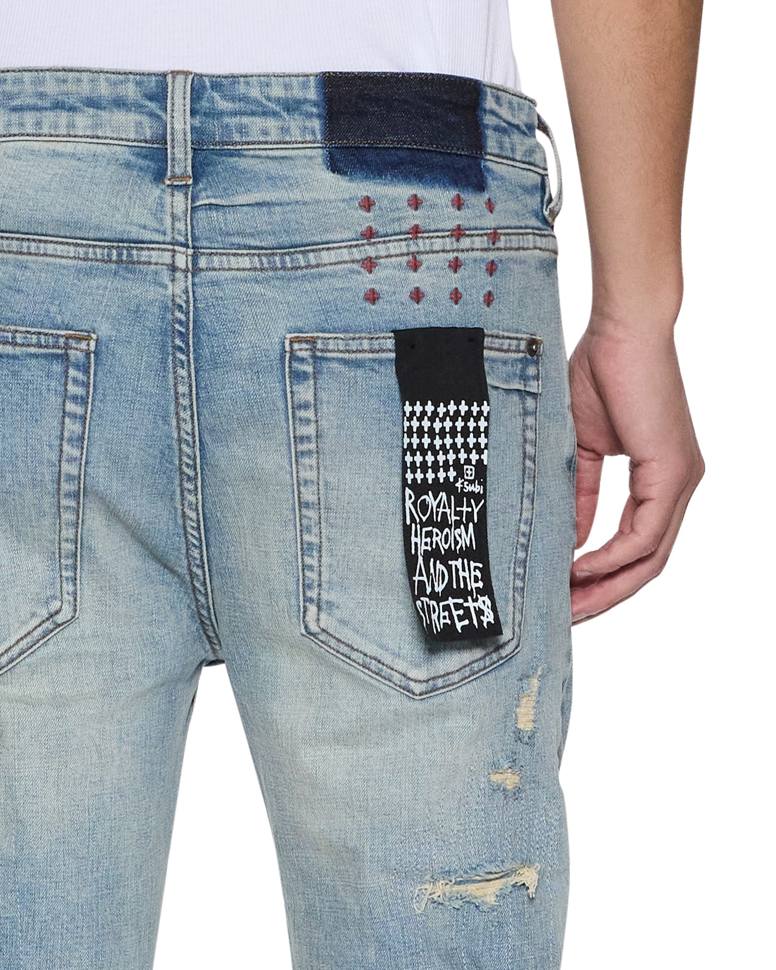 MENS  VAN WINKLE SCATTER BLUE SKINNY DENIM JEANS