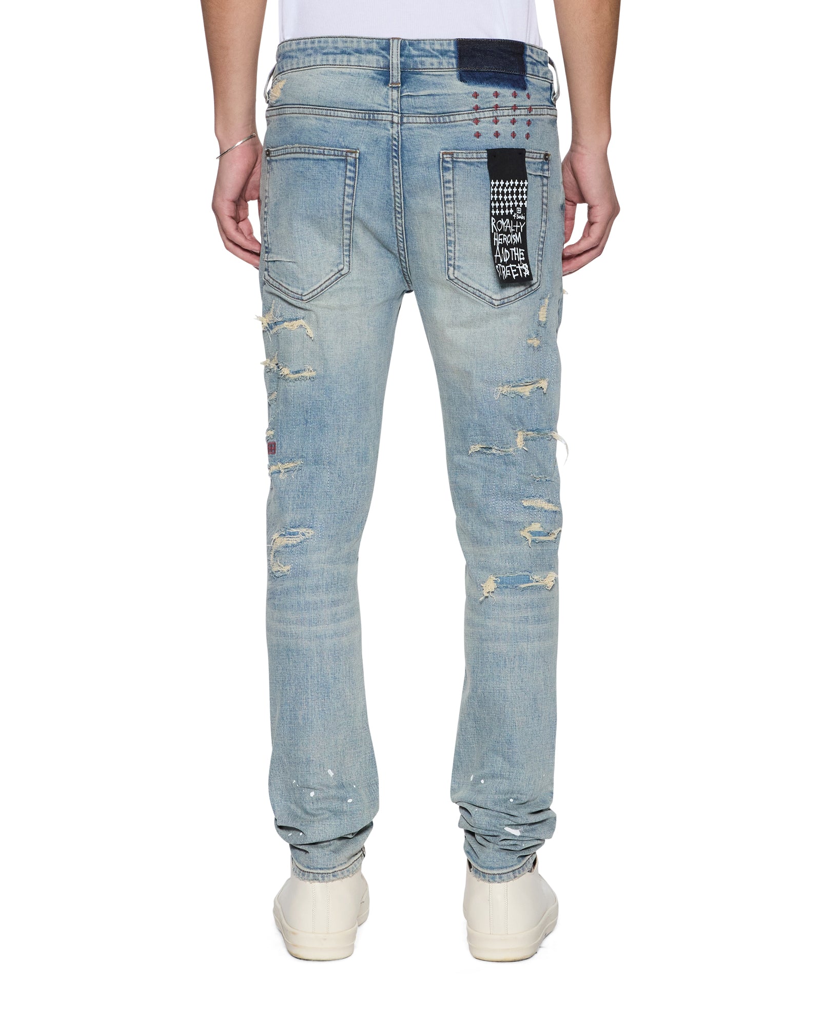 MENS  VAN WINKLE SCATTER BLUE SKINNY DENIM JEANS