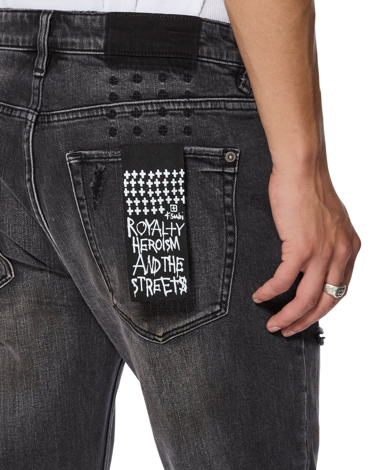 MENS VAN WINKLE TORQUED CHAMBER BLACK DENIM JEANS