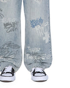MENS MAXX ROGUE BLUE GRAFFITI DENIM JEANS