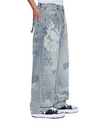 MENS MAXX ROGUE BLUE GRAFFITI DENIM JEANS