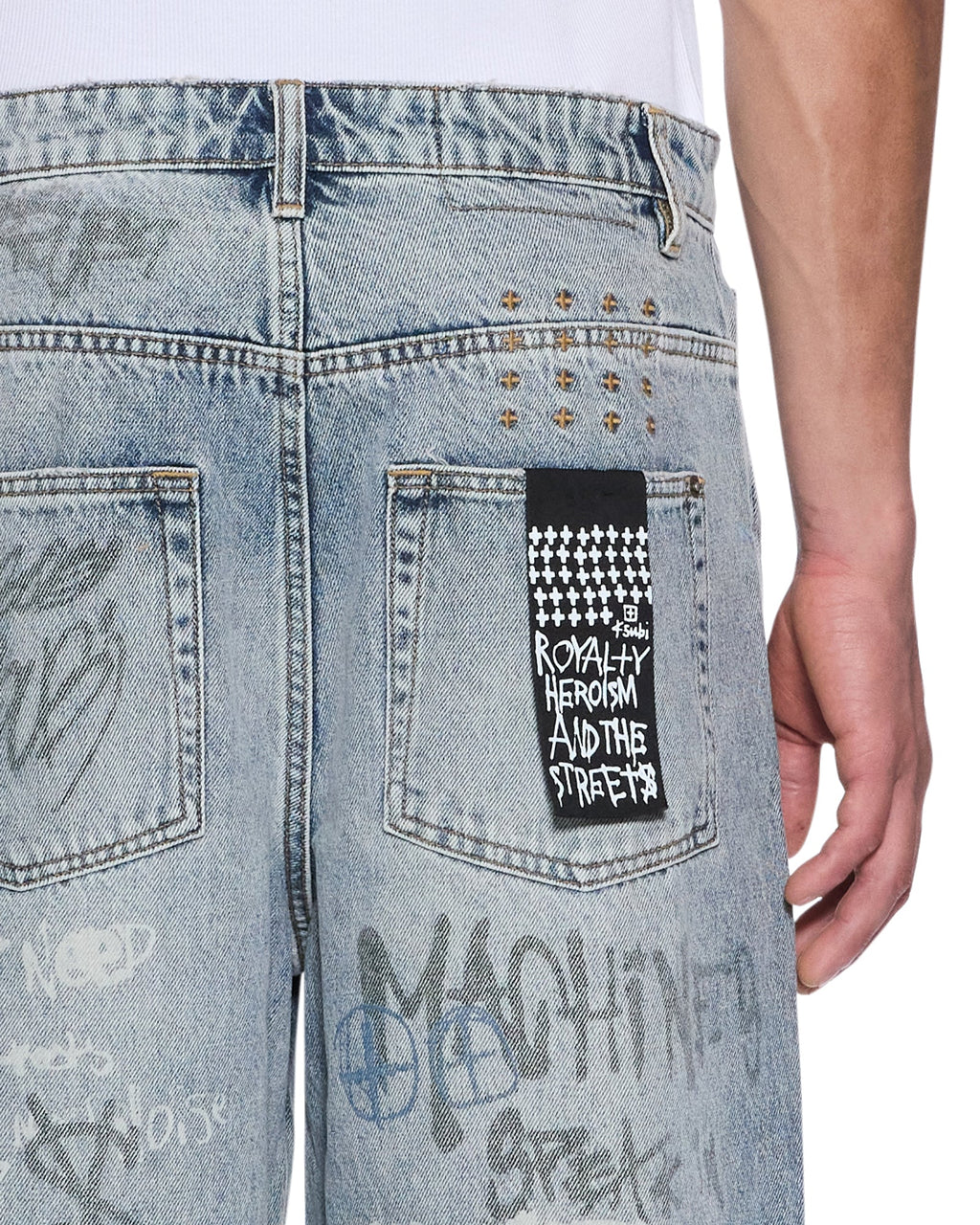 MENS MAXX ROGUE BLUE GRAFFITI DENIM JEANS