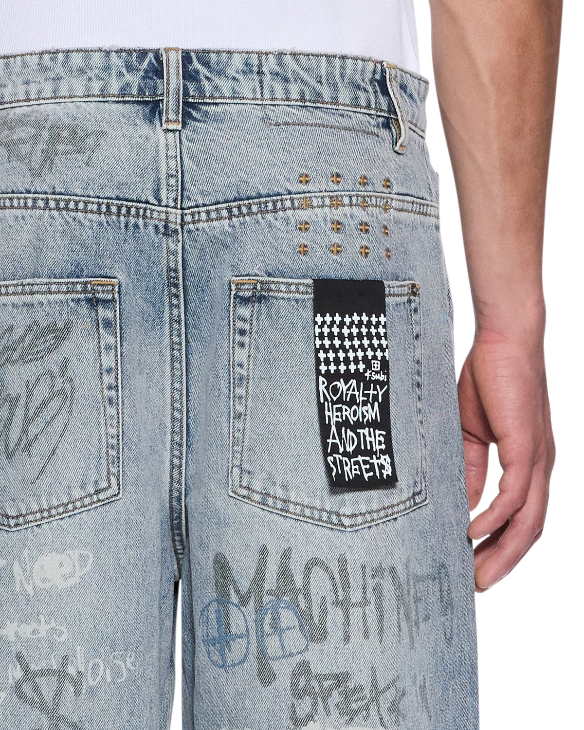 MENS MAXX ROGUE BLUE GRAFFITI DENIM JEANS