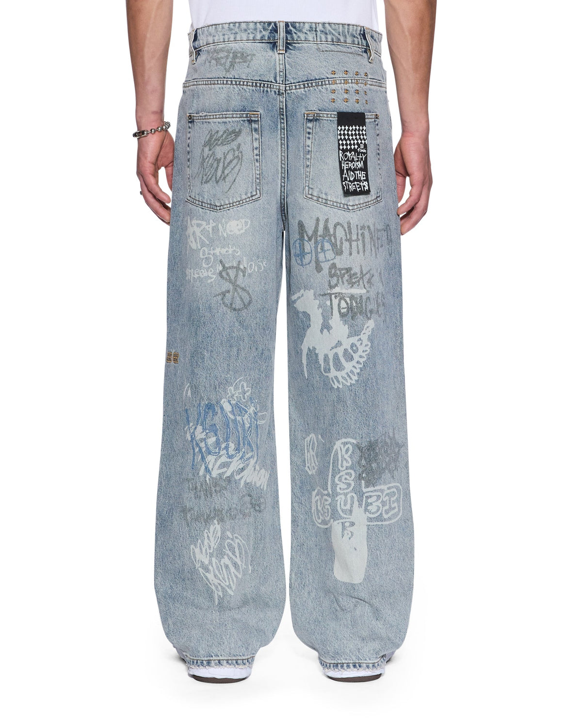 MENS MAXX ROGUE BLUE GRAFFITI DENIM JEANS