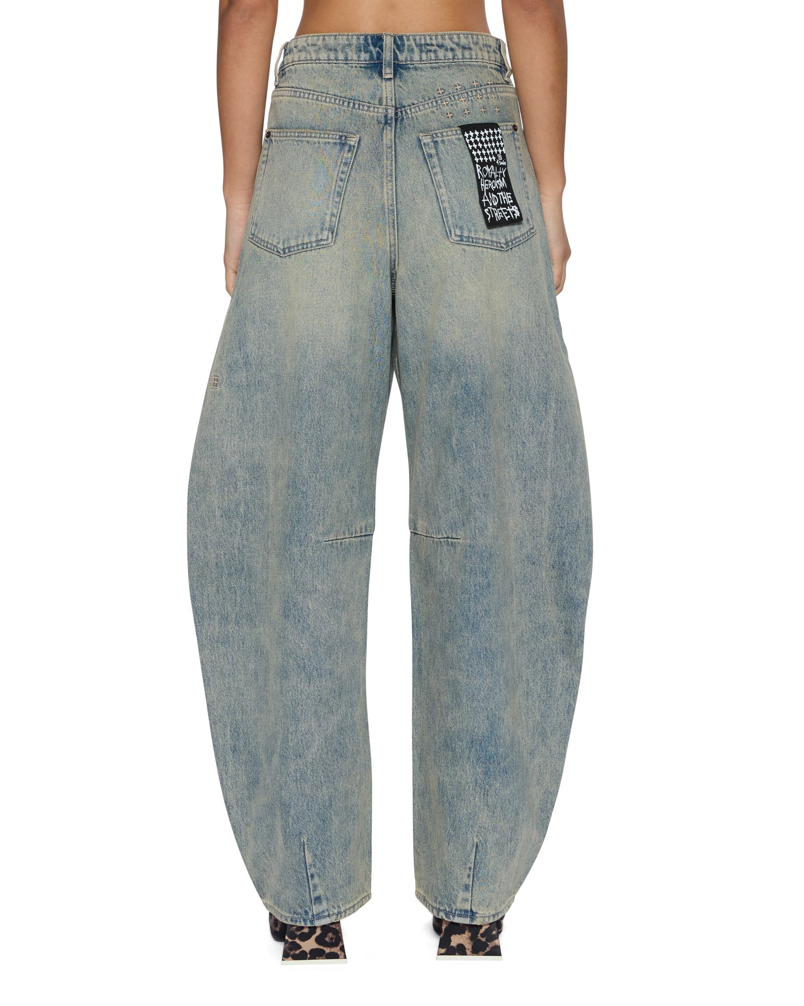 WOMENS  BARREL JEAN FOLK BARREL LEG DENIM JEANS
