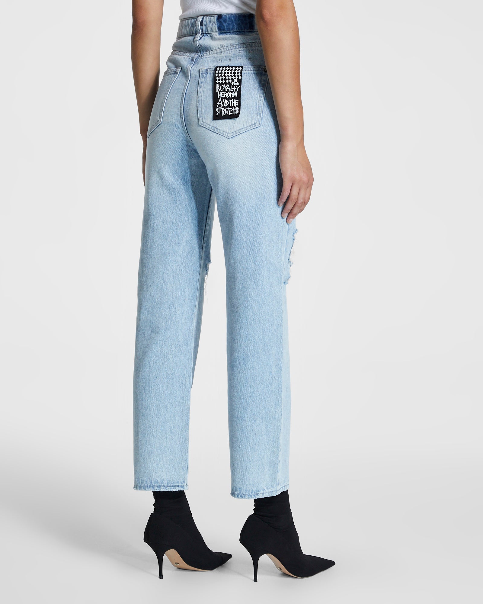 WOMENS  BROOKLYN JEAN SENSE SLICED STRAIGHT DENIM JEANS