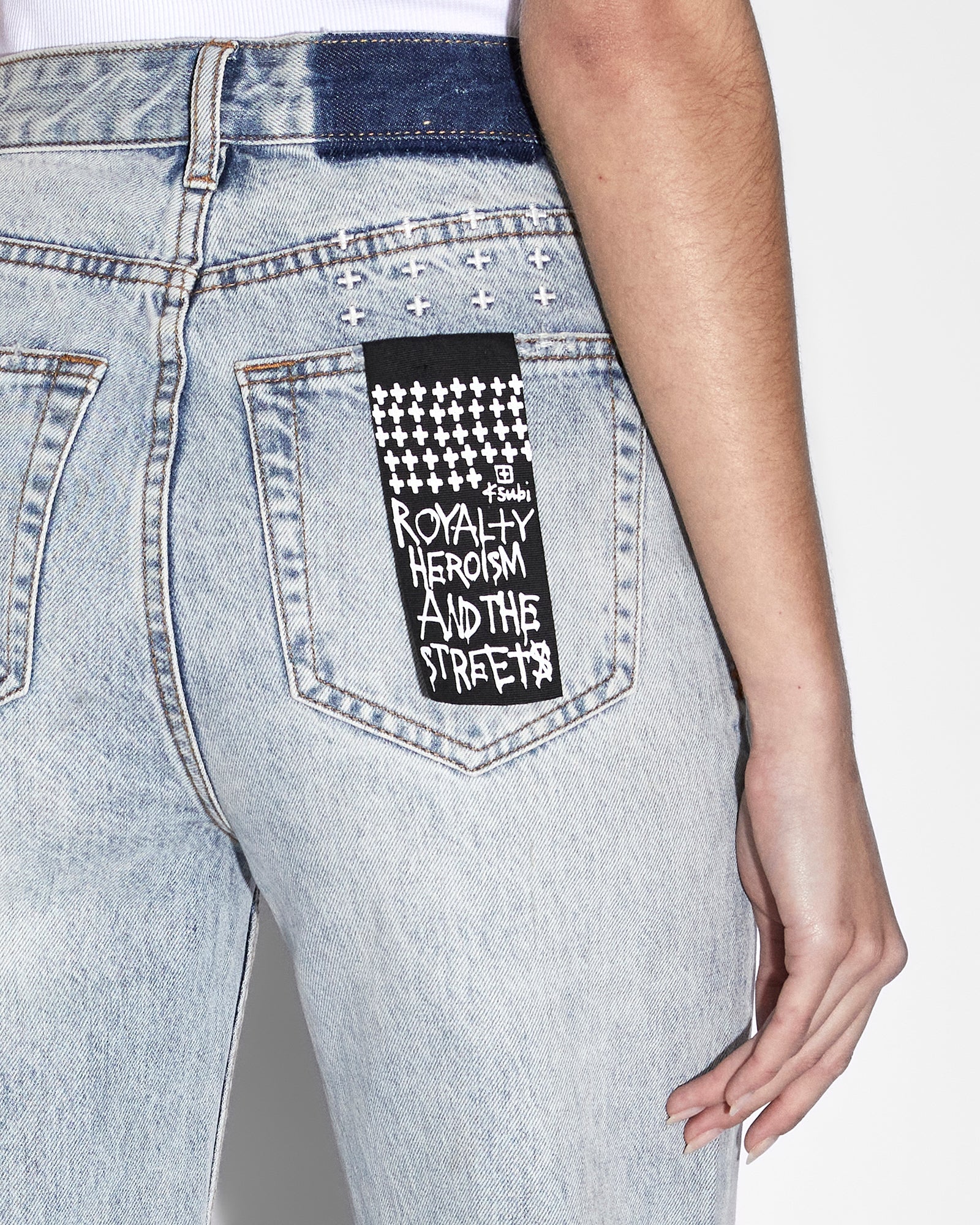 WOMENS  BROOKLYN JEAN SKREAM TRASHED STRAIGHT DENIM JEANS