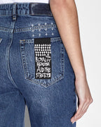 Womens Brooklyn Jean Stella Slashed Straight Denim Jeans - Denim