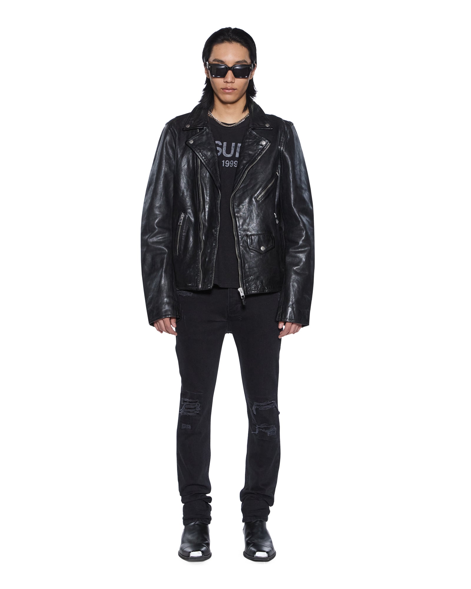 MENS  CHITCH BONEYARD BLACK SLIM DENIM JEANS