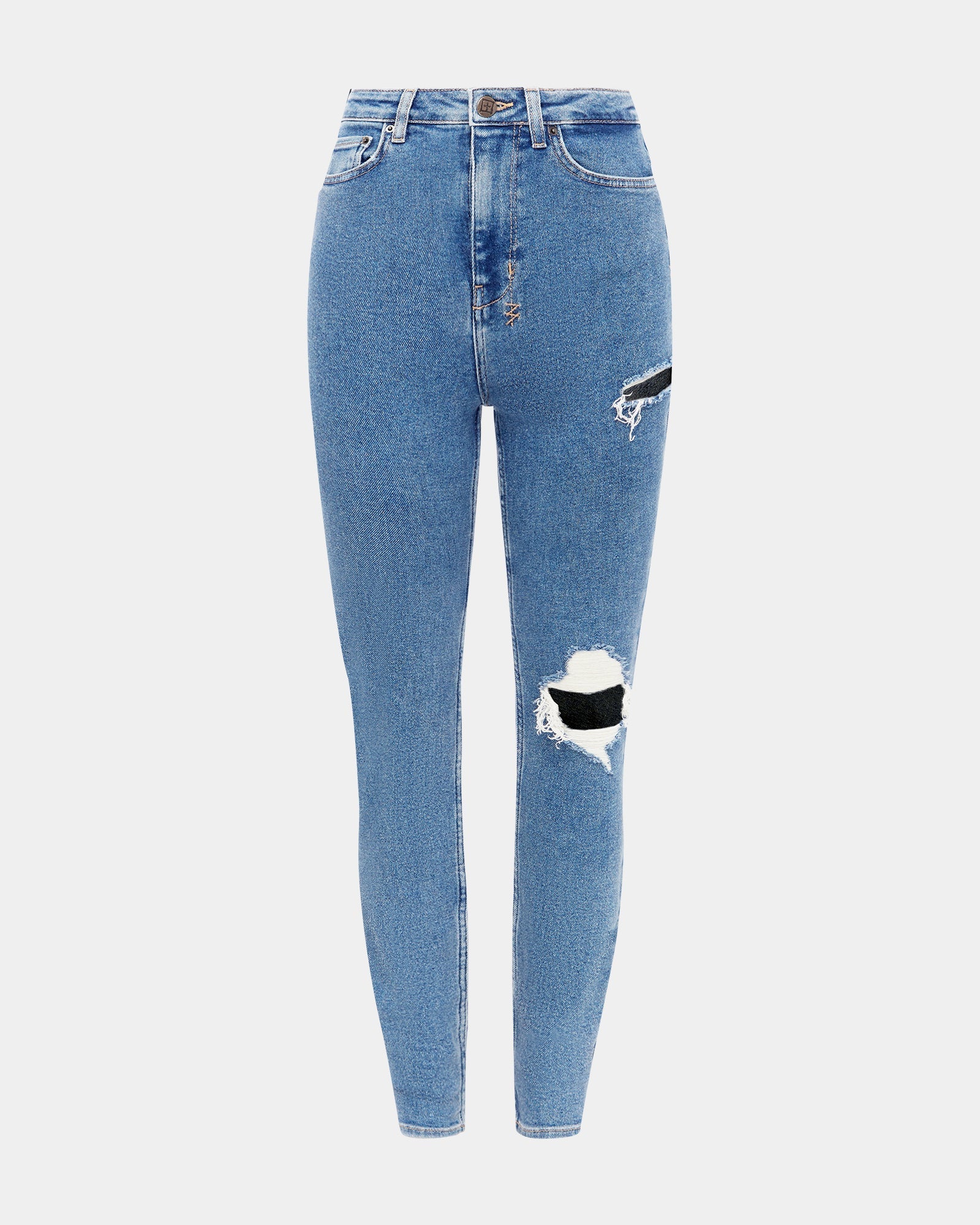 WOMENS  HI N WASTED XTRA HERITAGE TRASHED SKINNY DENIM JEANS