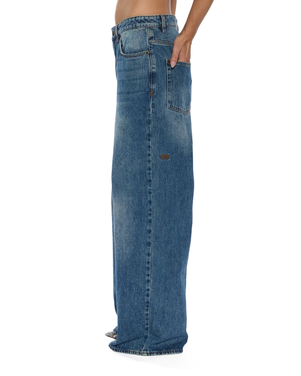 Womens Ksuper Aged Baggy Denim Jeans - Denim