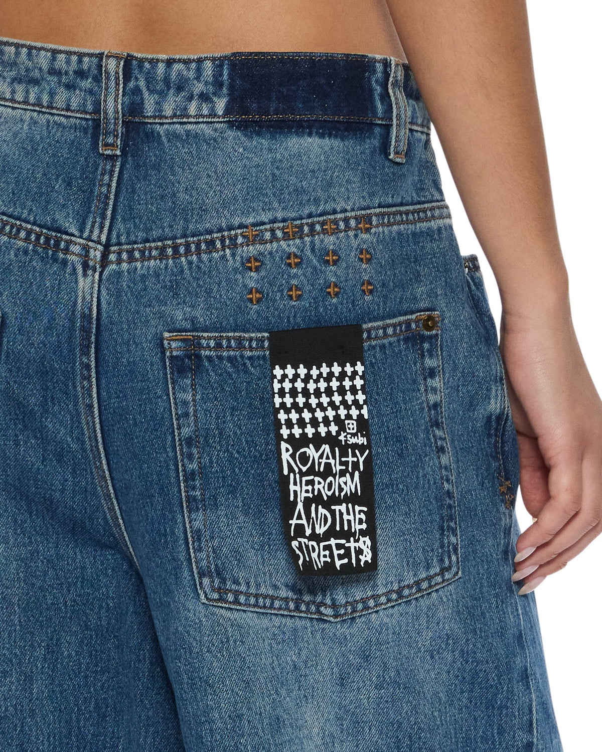 Womens Ksuper Aged Baggy Denim Jeans - Denim