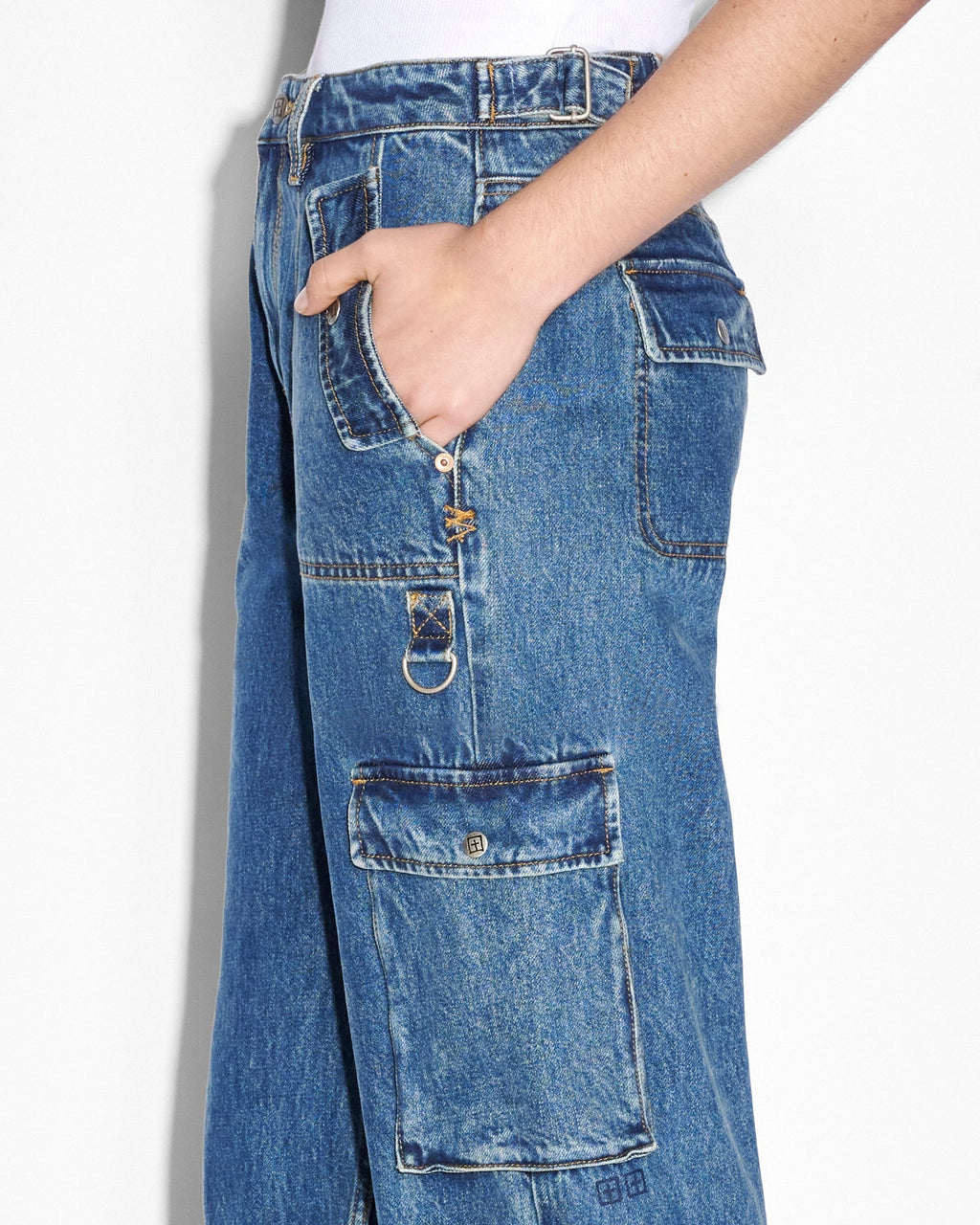 WOMENS LOW RIDER RECALL CARGO DENIM JEANS