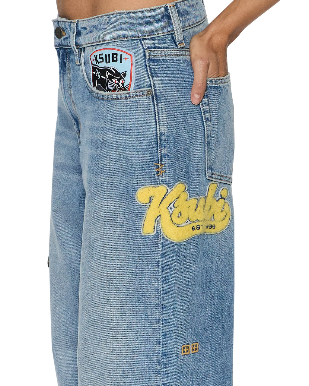 WOMENS LOW RIDER HORIZON PATCH DENIM JEANS
