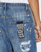 Mens Maxx Kulture Trashed Baggy Denim Jeans - Denim
