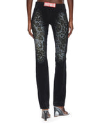 Womens Mowalola Jean Black Cheetah Slim Denim Jeans - Black