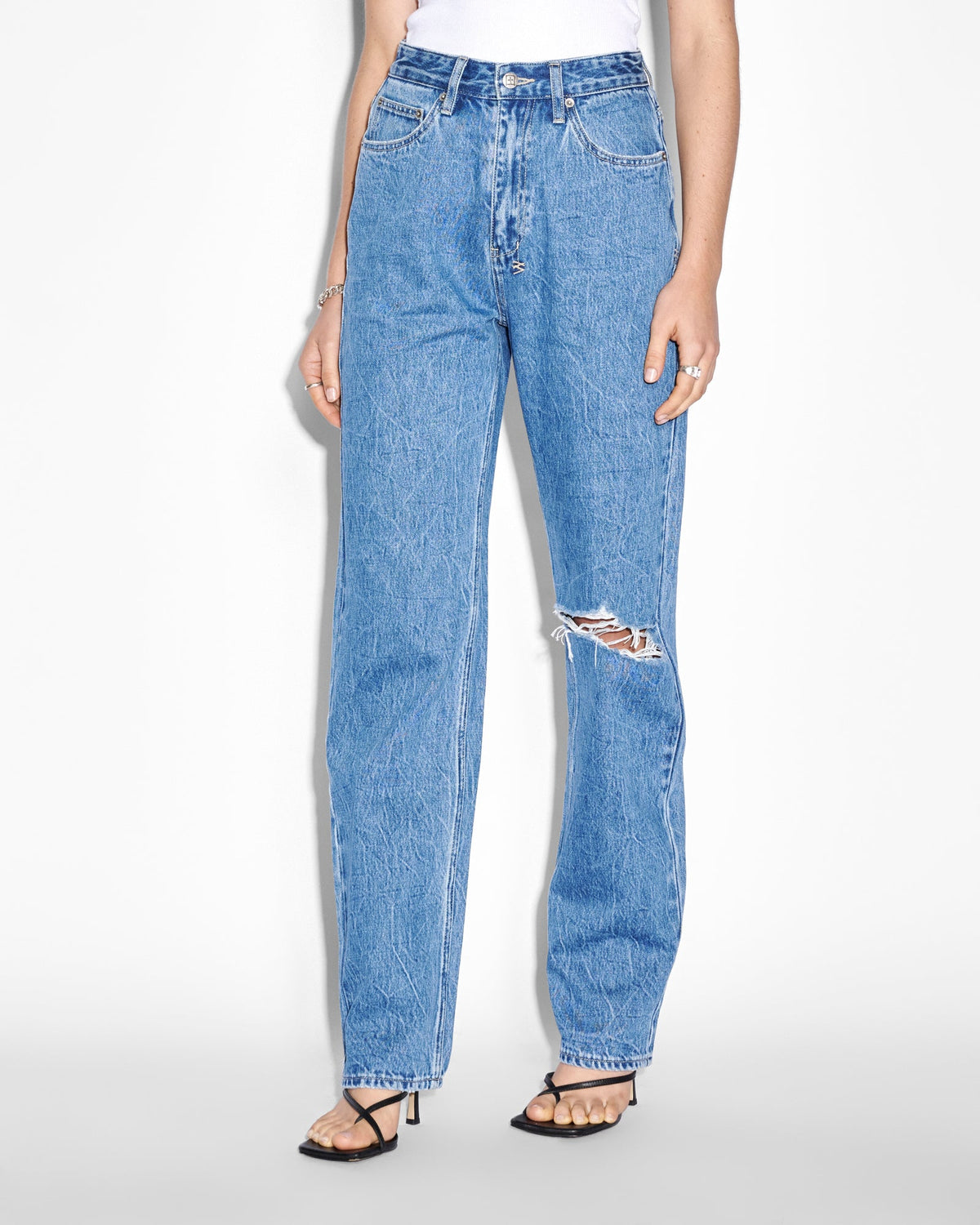 Womens Playback Ramble Trashed Straight Denim Jeans - Denim