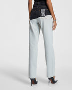 Womens Playback Black/bone Spliced Straight Denim Jeans - Multi Colour
